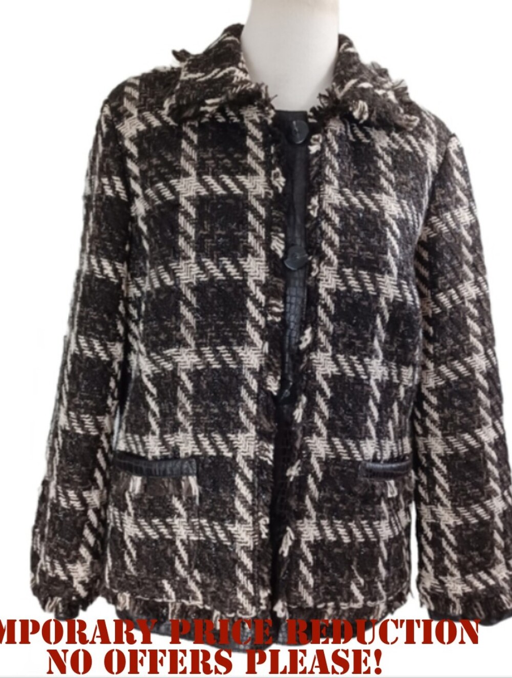 CHICO'S  TWEED PLAID JACKET/ BLAZER SIZE 3 (XL)